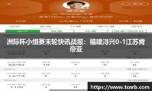 洲际杯小组赛末轮快讯战报：福建浔兴0-1江苏肯帝亚